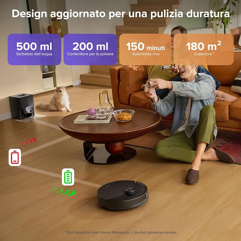 Q10 S5+ Set Robot Aspirapolvere 10.000Pa, Panno Sollevabile, Nero
