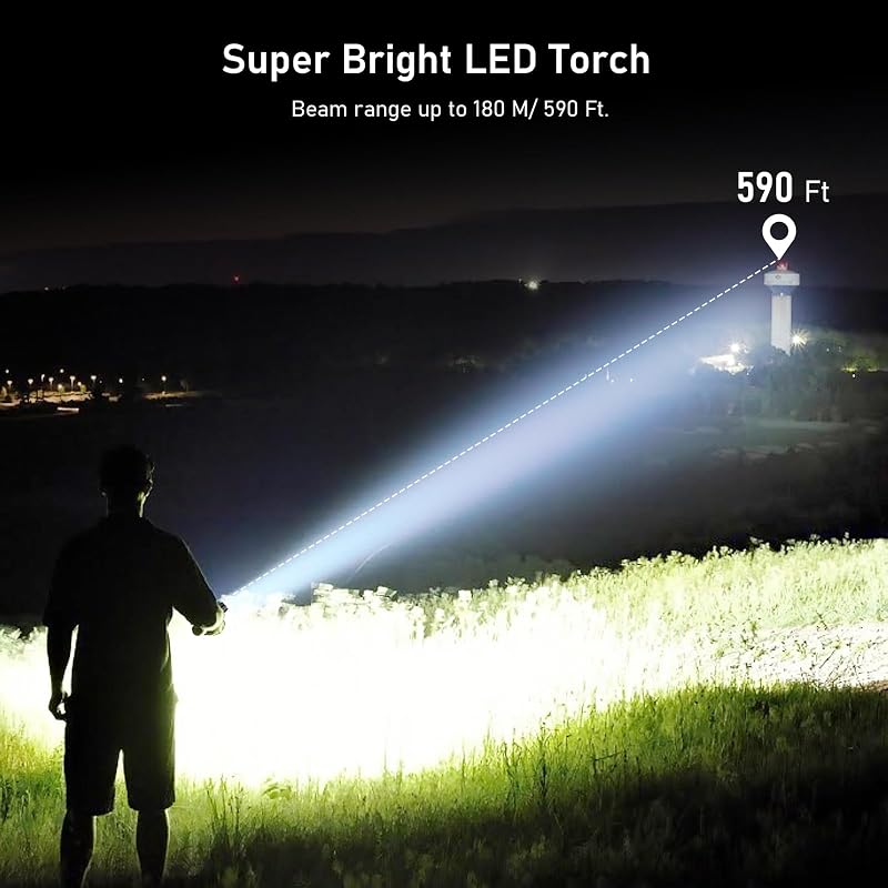 Linterna LED Recargable, Super Brillante Linternas de Aluminio