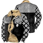 domirica Cowboy Western Jackets for Men Long Sleeve Aztec Sherpa Fleece Lined Zip Up Ethnic Fashion Big And Tall Warm Coat