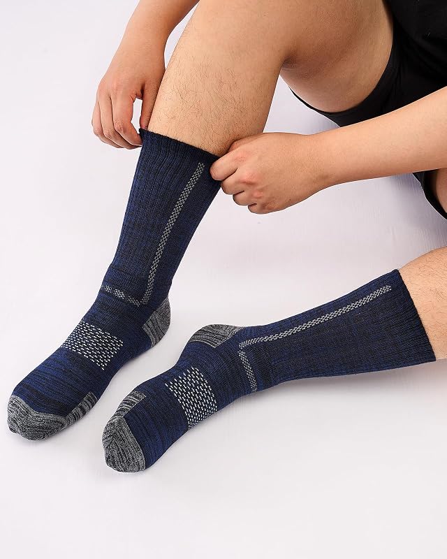 Baumwollsocken Herren, 5 Paar, gepolsterte Crew Socken Marine M — Foto 7 von 8