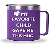 Fanunny Best Mom Gifts from Son Daughter, Thank You Inspirational Gift for Women, Birthday Christmas Mothers Day Gift, 12 OZ Stainless Steel Insulated Coffee Mug with Lid Purple