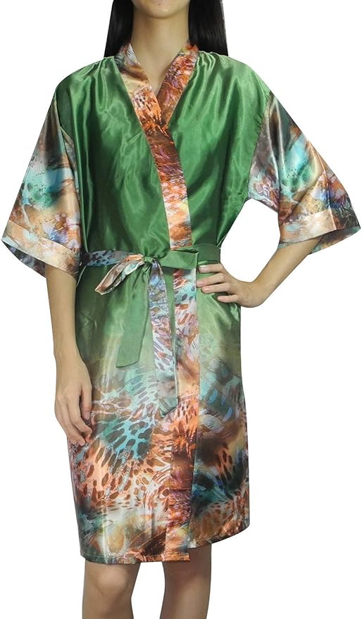2PC SET Womens Silk Lounge / Sleepwear Dress & Robe Set SM