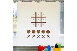 OAYAO Large Wood Game Room Wall Decor, Modern Home Wall Art for Farmhouse Living Room Bedroom Office Decorations, Playroom Hallway Nursery Kids Room Decor Wall Stickers (18’×18‘ tic tac Toe Game)