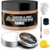 FORTIVO Leather Recoloring Balm with Mink Oil, Couch Repair Kit, Leather Dye and Restorer for Furniture - Light Tan