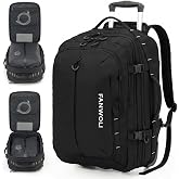 Fanwoli Rolling Vacuum Backpack Travel,One-Button Compression,Carry-On | 55L Expandable | 2-In-1 Design | Built-In Electric Pump | 16 Pockets | Water Resistant | Fits 18&rdquo; Laptop