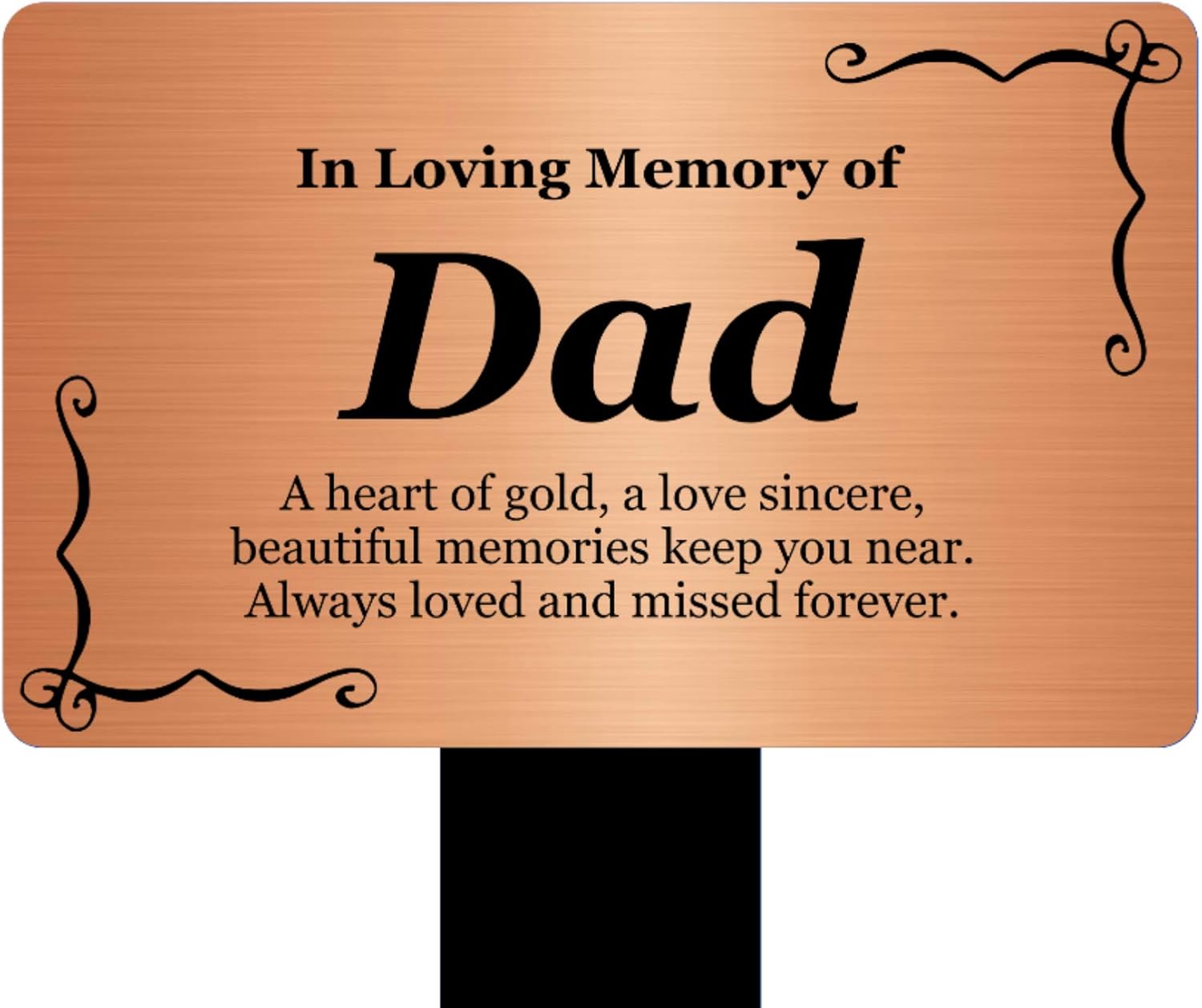 Origin Dad's Memorial Plaque Stake - Copper and Black Acrylic, Waterproof