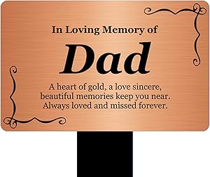Origin Dad's Memorial Plaque Stake - Copper and Black Acrylic, Waterproof