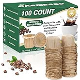 CAPMESSO Disposable Coffee Paper Filters, 100 Count Keurg Cup Coffee Filters Compatible with Keurg Brewers Reusable Single Se