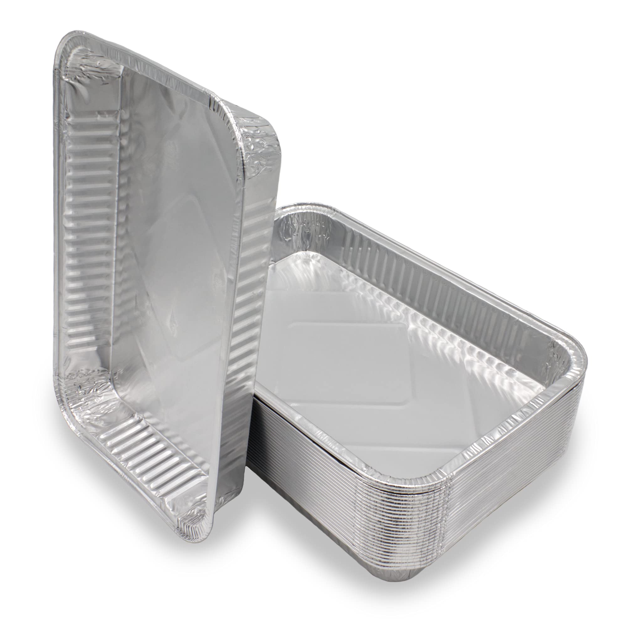 XL Aluminium Trays | Extra Large, Rectangular, Heat-Resistant drip Pans for BBQ Grill | 13.00 x 8.66 x 1.35 inches | 25 high Quality XL drip Trays