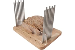 RESBYWARM Bread Slicer for Homemade Bread, Stainless Steel Slicing Guide for Bread, Adjustable Width, Foldable and Compact Cutting Guide, Bread Slicer for Sourdough Rounds, Bagels (without plastic shield)