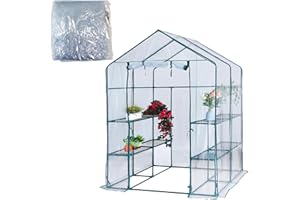 ZEJOOT Greenhouse Replacement Cover with Roll-Up Zipper Door, 56×56×76 inch PVC Transparent Greenhouse Cover Protect Outdoor Gardening Plants from Rain Frost，Waterproof and UV Resistant(Frame Not Include)