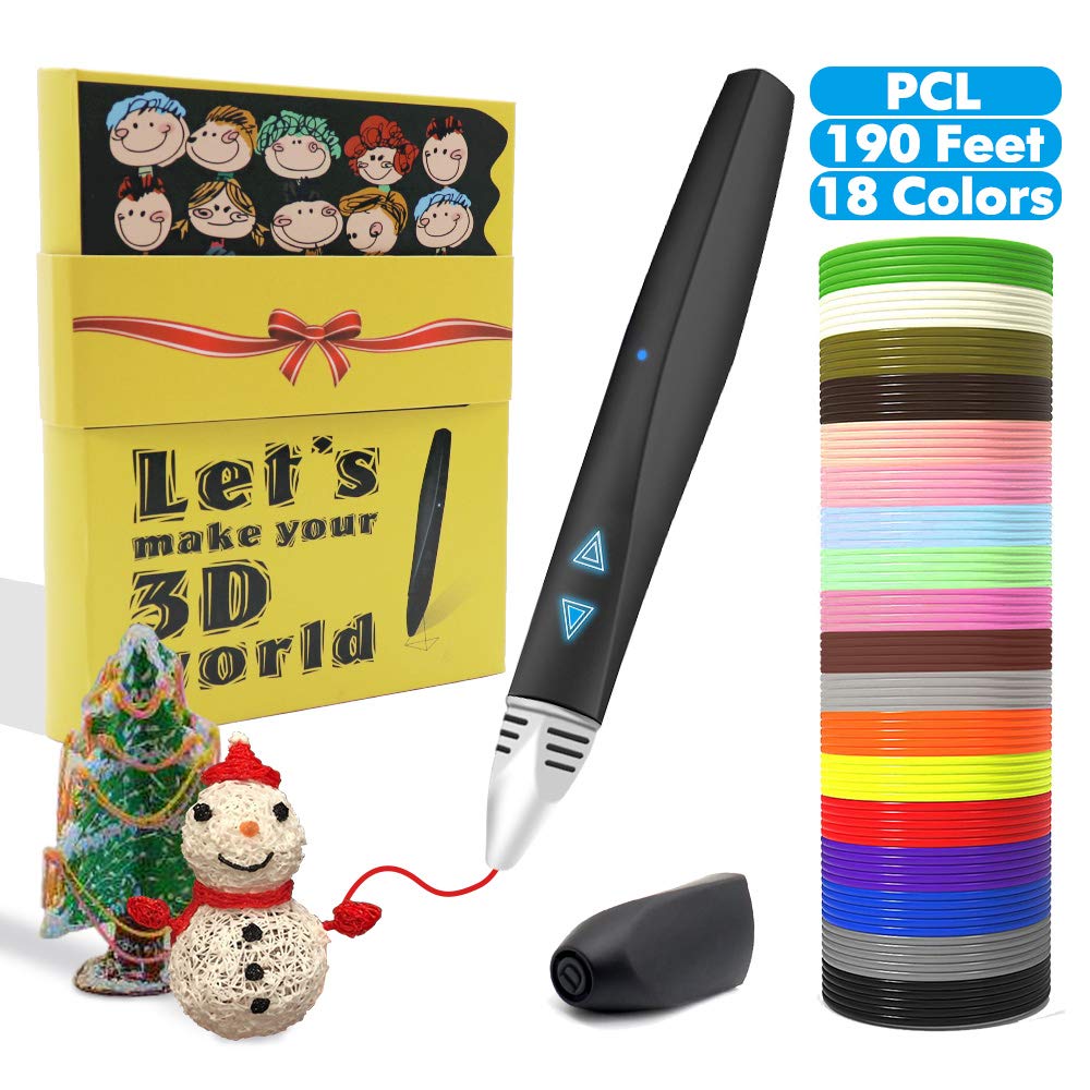 Amazon Com 3d Pen Touch Screen And Low Temperature 3d Pens With 19 Colors 200 Feet Pcl Printer Filament Refills 3d Printing Pens With Android Charging Port For Kids Adults Doodle Drawing Black Industrial