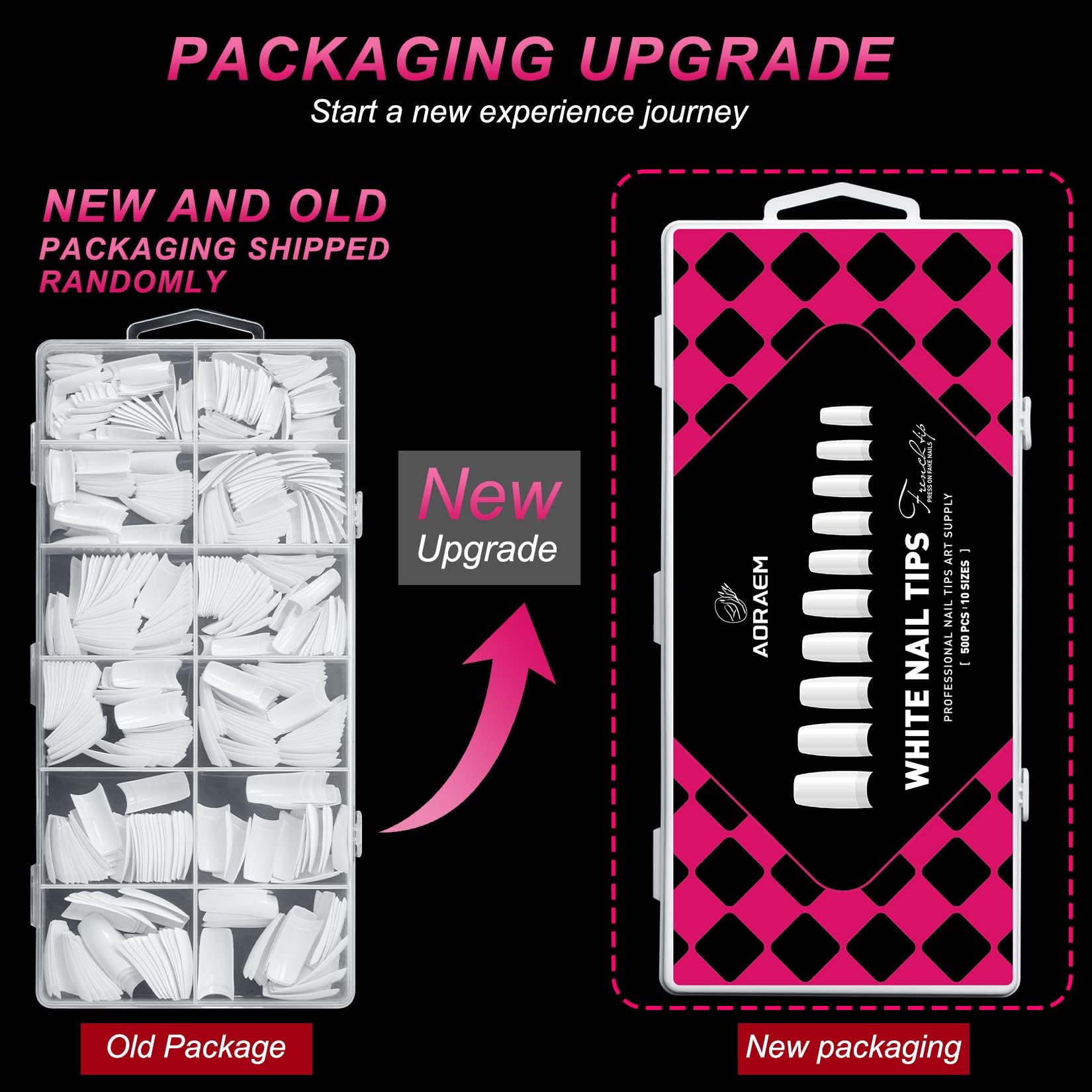 AORAEM White Nail Tips,500Pcs French Tip Press on Fake Nails Half Square False Nails for Acrylic Nails - Image 2