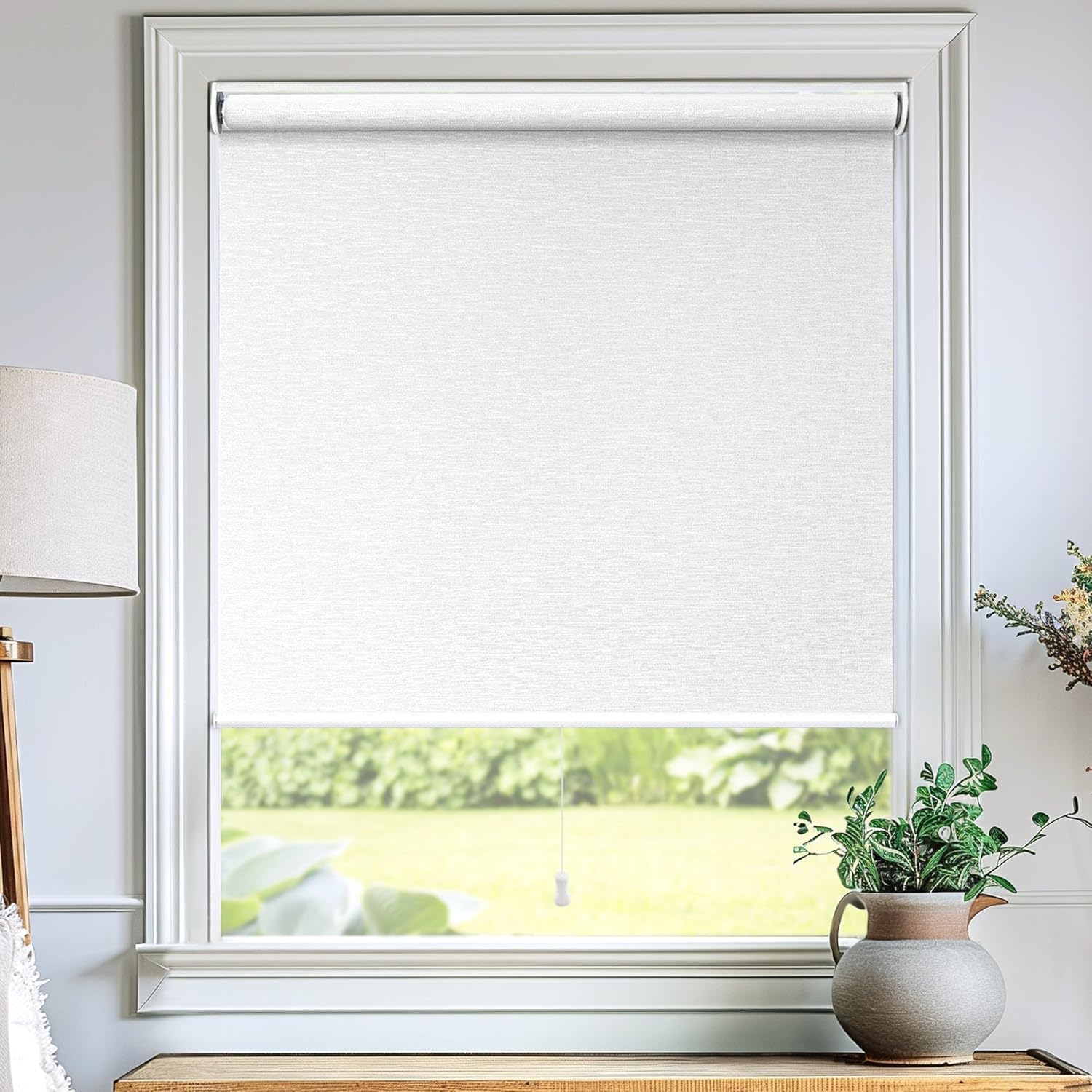 CHICOLOGY Roller Shades, Cordless Blinds, Window Shades for Home, Roller Window Shades, Window Treatments, Door Blinds, Light Filtering Shades, Chalk White, 71" W x 72" H Image