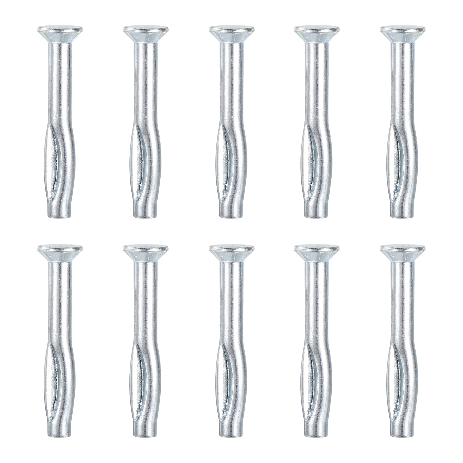 DTGN 1/4" x 2"(D x L) Split Drive Concrete Anchors - 10Pack - Good for Concrete Drywall - Carbon Steel Hammer Drive Nail - Silver
