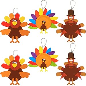 Amazon.com: 6 Sets Thanksgiving Turkey Craft Kits, DIY ...