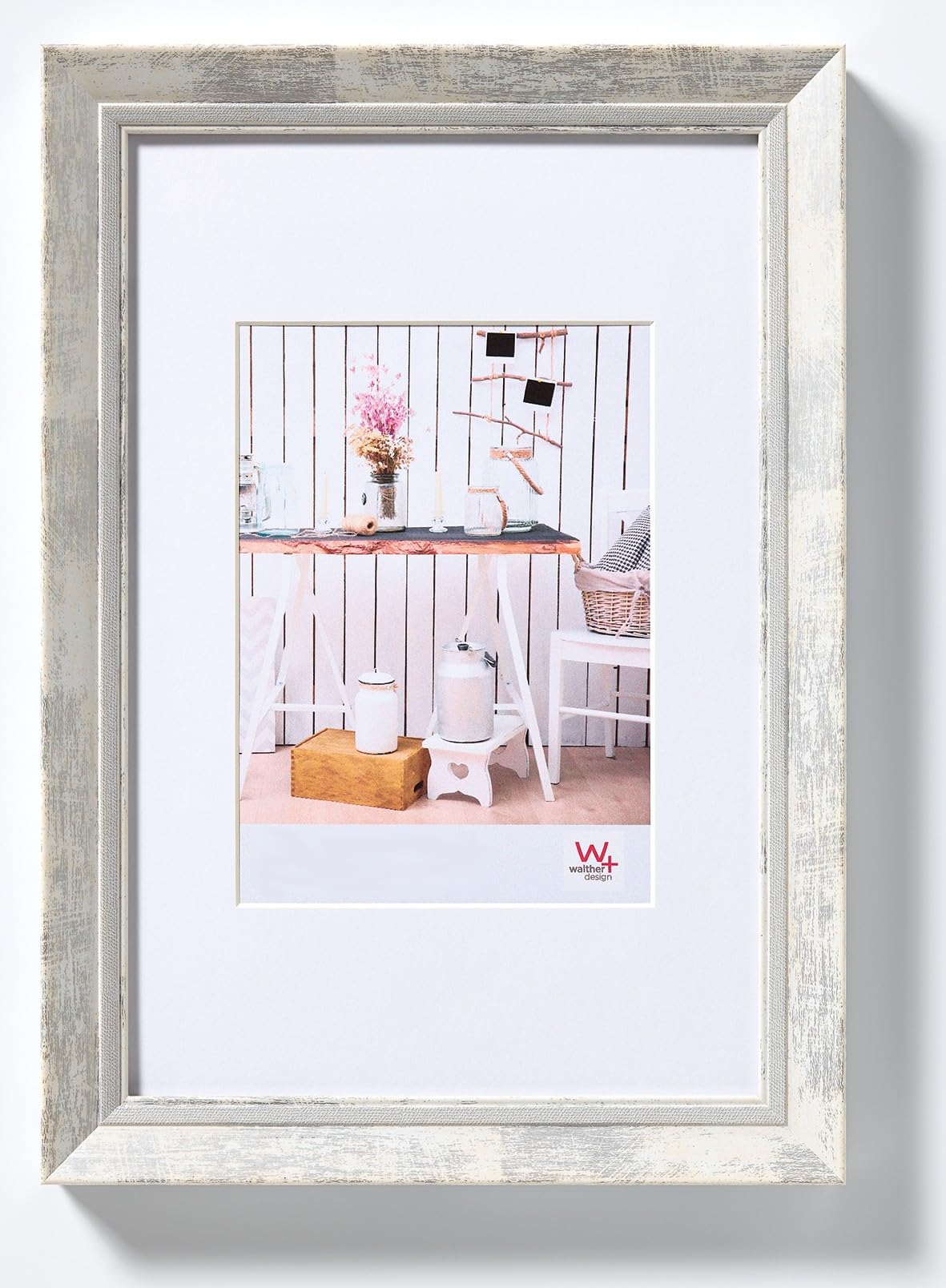 walther design Picture Frame White 10 x 15 cm with PassepArtout, Chalet Design Frame EL015W