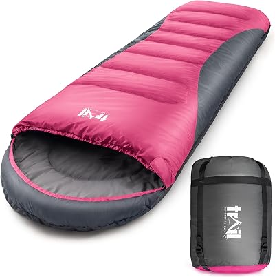 Trail Alpine 400 Hooded Sleeping Bag 0C -10C 2 Way Zipper Pink