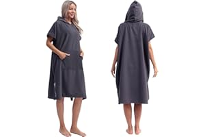 Eunzel Surf Poncho Changing Robe with Hood for Men & Women, Absorbent Quick Dry Microfiber Wetsuit Changing Towel with Pocket