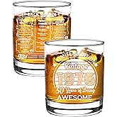 Old Fashioned Glasses-1976-Vintage 1976 old time information 10.25oz Whiskey Rocks Glass -50th Birthday Aged to Perfection - 50 years old gifts Bourbon Scotch Lowball Old Fashioned-1PCS