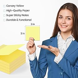 (16 Pack) Sticky Notes 3x3 in Canary Yellow, Clean