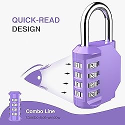 Puroma 4 Pack Combination Lock Multicolor for