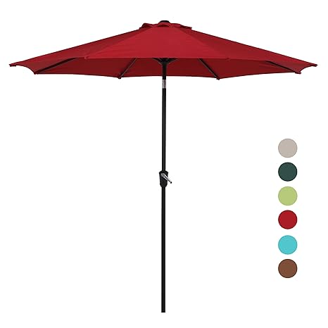Grand Patio 9 Ft Enhanced Aluminum Patio Umbrella Uv Protected Outdoor Umbrella With Auto Crank And Push Button Tilt Red Amazon In Garden Outdoors