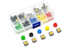 Gikfun 12x12x7.3 mm Tact Tactile Push Button Momentary SMD PCB Switch with Cap for Arduino (Pack of 25pcs) AE1027