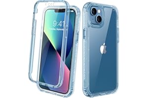 Diaclara Designed for iPhone 13 Case, Full Body Rugged with Built-in Touch Sensitive Anti-Scratch Screen Protector, Soft TPU Bumper Case for iPhone 13 6.1" (Clear Blue)