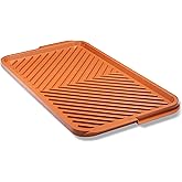 Gotham Steel XL Nonstick 2 in 1 Griddle Pan & Grill Pan for Stovetop & Outdoor Use, Reversible Copper Griddle for Gas Grill +