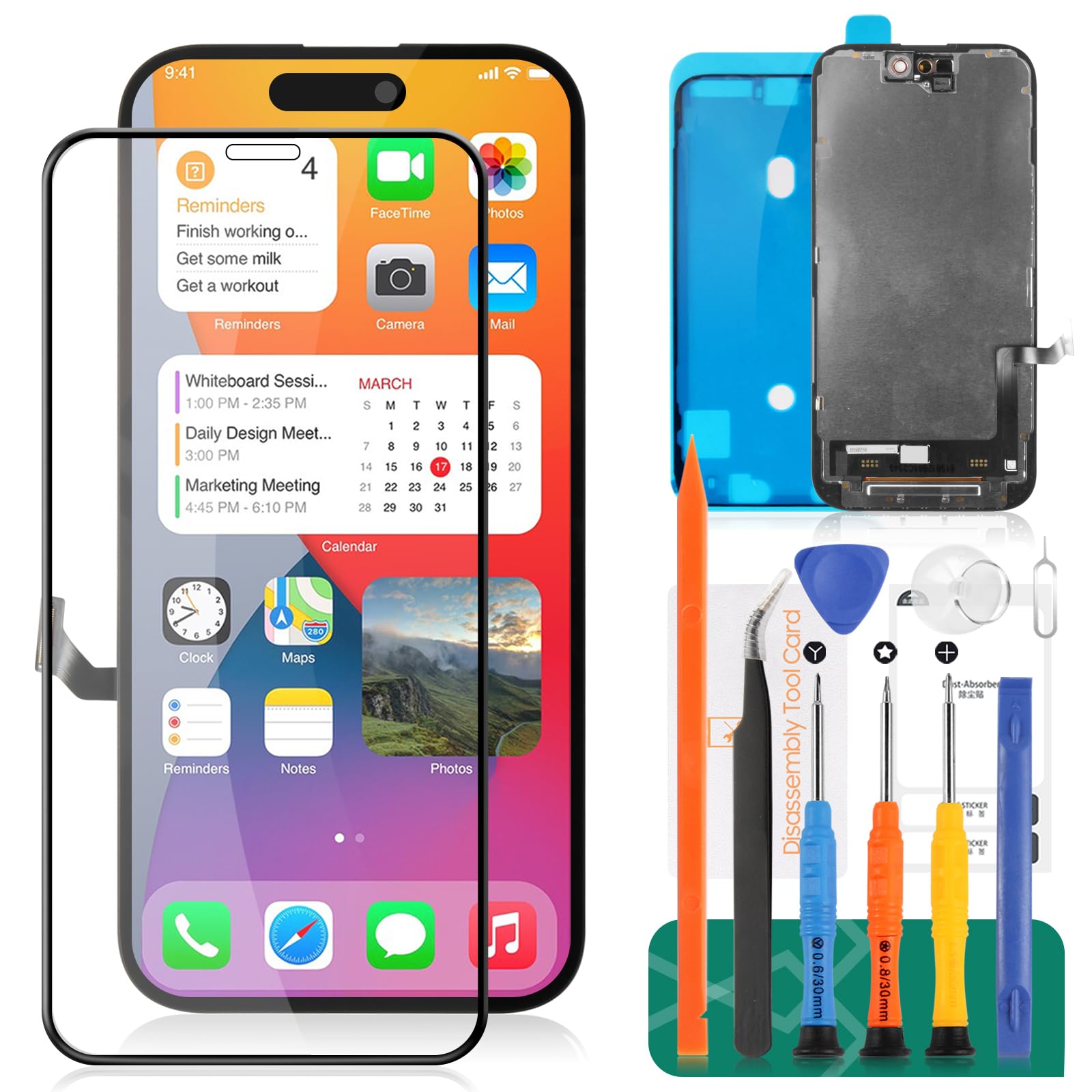 Incell For iPhone 13 Pro Max 6.7 LCD Display Screen Replacement For iPhone A2643, A2484, A2641, A2644, A2645 Touch Digitizer Assembly Repair Kits (Black)