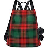 ALAZA Christmas Tartan Plaid Backpack Purse for Women Anti Theft Fashion Back Pack Shoulder Bag