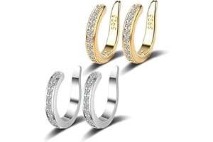 Dihcar Ear Corrector,Comfortable Discreet Diamond Gold & Silver Ear Clips, Ear Corrector Clip for Women and Men,Non Piercing 