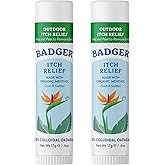 Badger Bug Bite Itch Relief Stick, Organic, Anti-Itch Balm, .6 oz 2-Pack | Natural, organic formula for bug bites, rashes &amp; poison ivy; fast relief, pleasant scent, easy application