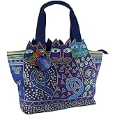Large Indigo Blue Cats Cutout Shoulder Tote