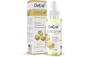DEENTERPRISES, INC. DeEnti Cuticle Oil, Jojoba Oil for Nails, 2oz Hydrating Cuticle Nail Oil, Lush Lemon Scented Cuticle Repair Oil, Vitamin E Nail Supplies, Professional Salon Quality Manicure Supplies