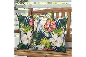 MAGPIE FABRICS Magpie Fabrcis Pack of 2 Outdoor Waterproof Throw Pillow with Insert 18 x 18 Inch, Christmas Decorative Back Cushion Pad for Garden Patio Tent Balcony Couch Sofa (Midnight Floral)