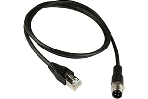 AUTOMATION SYSTEMS INTERCONNECT ASI ASI-M12-RJ45-11103 M12 3 Meter M12 to RJ45 ethernet Cable with a M12 4-pin Connector D-Coded Male to RJ45 Male Shielded Cable Assembly, Cat5e SFTP 24 AWG with Black PUR Jacket, 3 m