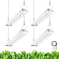 Barrina TX36 2FT Grow Light for Indoor Plants, 144W(4 x 36W, 800W Equivalent), High PPFD, 5000K Full Spectrum, Mechanical Timer, Hanging Grow Lights for seedings, with On/Off Switch, Linkable, 4 Pack