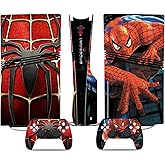 Decal Skin for PS5 Pro Console and Controllers, PS5 Pro Console Accessories, Vinyl Skin Stickers for PS5 Pro, Disk Edition - Red and Blue