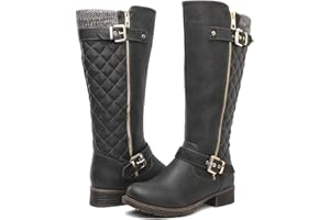GLOBALWIN Women's Quilted Knee-High Fashion Dressy Riding Boots