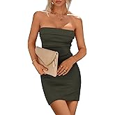 PRETTYGARDEN Summer Dresses for Women 2026 Strapless Off Shoulder Ribbed Knit Bodycon Elegant Classy Trendy Mini Beach Dress