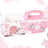 umoni Cow Party Favor Treat Boxes 12 Pack Pink Cow Gift Goodie Boxes for Girls Birthday, Farm Animal Theme, Barnyard Party Supplies