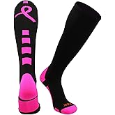 Baseline Pink Ribbon Breast Cancer Awareness Socks for Football Baseball Softball for Boys Girls Men Women Over the Calf