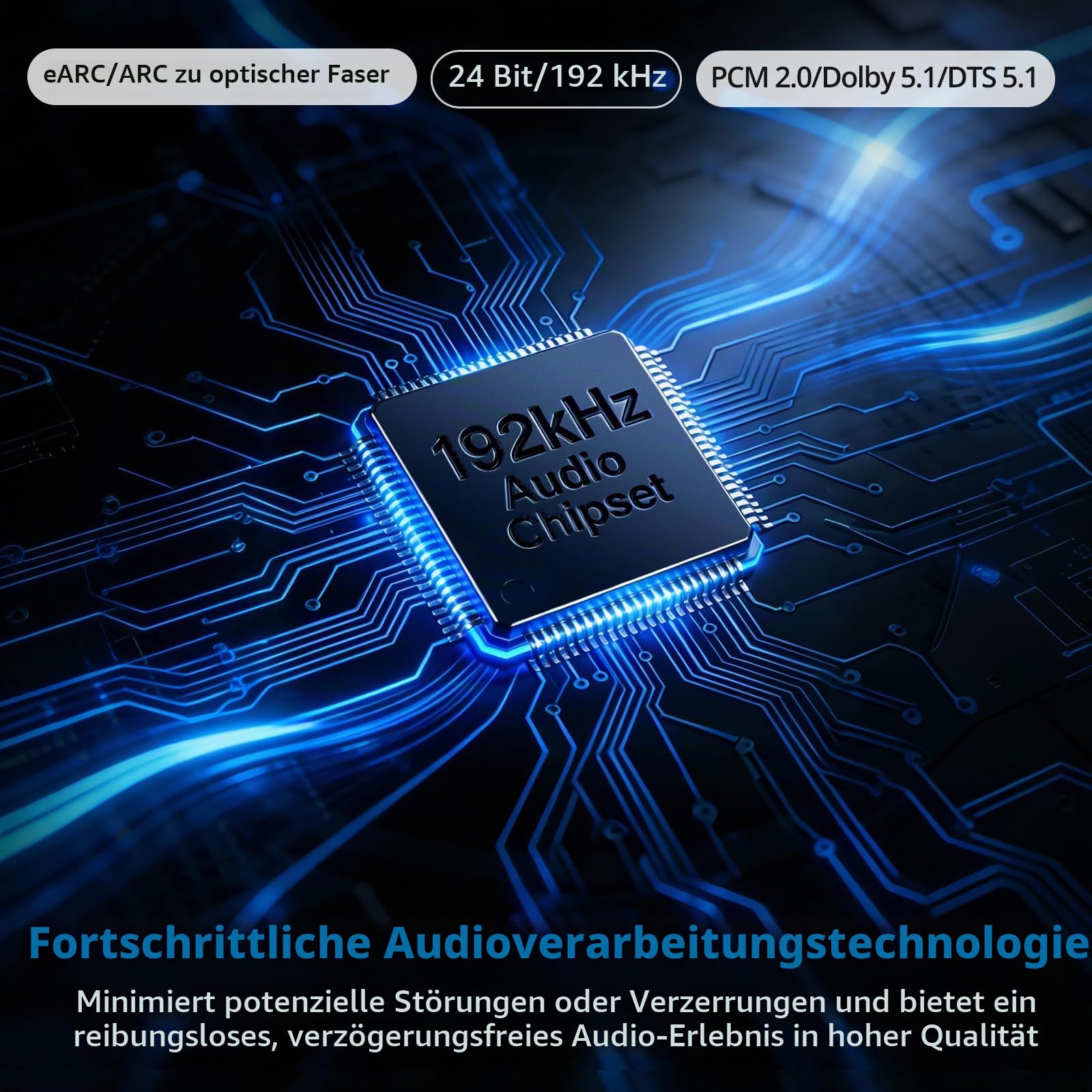 AUTOUTLET HDMI eARC/ARC Audio Extraktor, 192kHz eARC ARC zu Optisch Konverter, All-in-One 150cm Audio Extractor Adapterkabel unterstützt Dolby DTS 5.1 PCM 2.0 für TV zu Soundbar Lautsprecher Heimkino 2