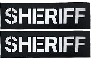 APBVIHL Infrared Reflective Sheriff Patch, Tactical Military Morale Emblem Vest Combat Plate Carrier Law Enforcement Badges with Hook and Loop Fastener Backing, Bundle 2 Pieces (Black, 10.55 x 3.15 Inch)