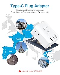 2 Pack European Travel Plug Adapter, International