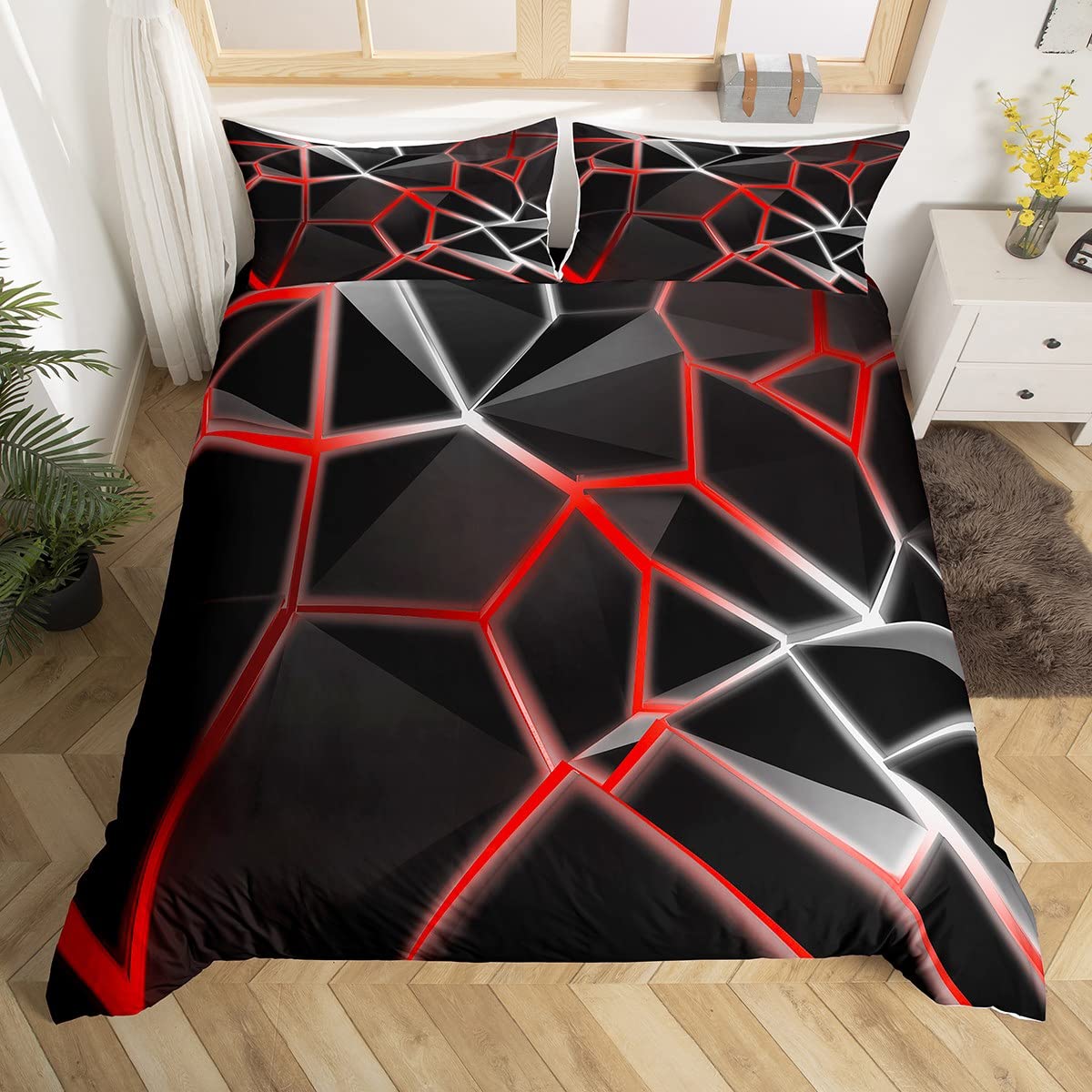 Honeycomb Bedding Set Stereoscopic Honeycomb Comforter Cover for Kids Boys Girls y2k Hexagonal Duvet Cover Beehive Hexagon Bedspread Cover Simplistic Room Decor Quilt Cover Single Boys โ image 1