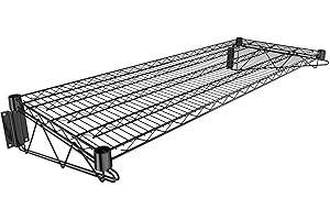 Krollen Industrial 18" x 48" Black Epoxy Wire Wall Mount Shelf