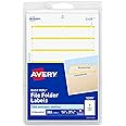 Avery File Folder Labels on 4" x 6" Sheets, Easy Peel, White/Yellow, Print or Write, 2/3" x 3-7/16", 252 Labels (5209)